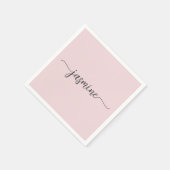女の子らしい ミニマル シンプルな バラ色の モノグラム スクリプト スタンダードカクテルナプキン (角)