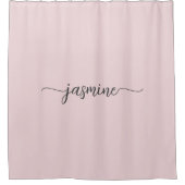 女の子らしい ミニマル ブラッシュ パーソナライズド モノグラム 名前 シャワーカーテン (正面)
