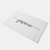 女の子らしい ミニマル ホワイト カスタム モノグラム 名前 スクリプト ドアマット (アングル)