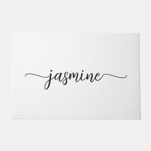 女の子らしい ミニマル ホワイト カスタム モノグラム 名前 スクリプト ドアマット (正面)