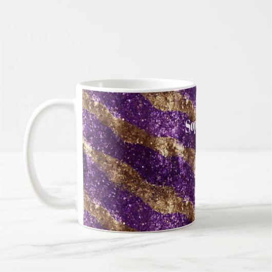 女の子らしい ユニコーン 紫+金 グリッター コーヒーマグカップ (左)