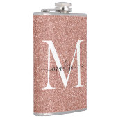 女の子らしい ローズゴールド グリッター スパークル おしゃれなイニシャル フラスク (右)