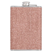女の子らしい ローズゴールド グリッター スパークル おしゃれなイニシャル フラスク (裏面)