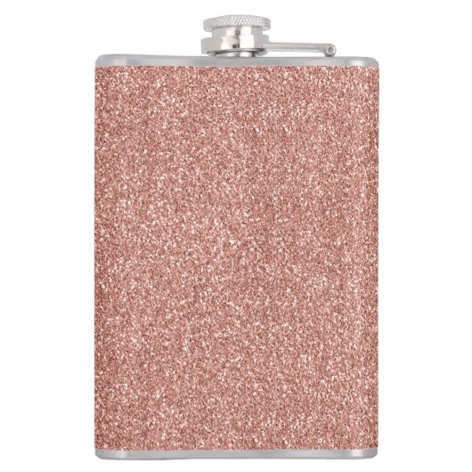 女の子らしい ローズゴールド グリッター スパークル おしゃれな モノグラム フラスク (裏面)