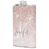 女の子らしい ローズゴールド グリッター モノグラム ブライズメイド フラスク (左)
