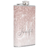 女の子らしい ローズゴールド グリッター モノグラム ブライズメイド フラスク (右)
