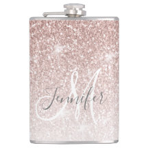 女の子らしい ローズゴールド グリッター モノグラム ブライズメイド