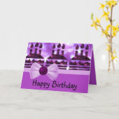 女の子らしい《写真》ぼけ味のお誕生日ケーキの宝石用原石 カード (黄色い花)