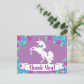 女の子らしい 花 ユニコーン & 花 ありがとう ポストカード (スタンド正面)