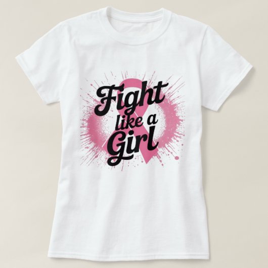 女の子らしく闘え | 乳がん啓発デザイン Tシャツ (デザイン正面)