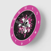 女の子らしスカル ラウンド壁時計 (傾斜)