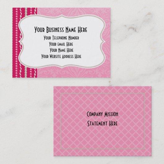 女の子らしピンクジェムビーズかわいらしファッションビジネスカー 名刺 (正面/裏面)