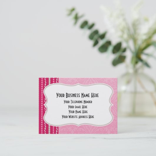 女の子らしピンクジェムビーズかわいらしファッションビジネスカー 名刺 (スタンド正面)