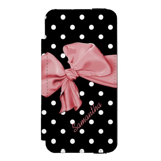 女の子らし水玉模様iPhone 5Sウォレットケース Incipio iPhoneウォレットケース (フォリオ 正面)