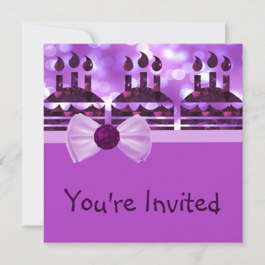 女の子らし《写真》ぼけ味お誕生日ケーキ 招待状 (正面)