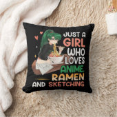 女の子をスケッチするアニメラーメンが大好きな女の子 クッション (ブランケット)