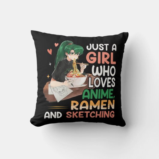 女の子をスケッチするアニメラーメンが大好きな女の子 クッション (正面)