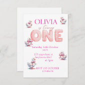 女の子をパーソナライズ1st誕生日ガチョウ日付を保存 セーブザデート (正面/裏面)