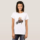 女の子をピンアップバイクもしくは自転車に乗る人 Tシャツ (正面フル)