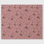 女の子をピンクで留める ラッピングペーパー (フラット)