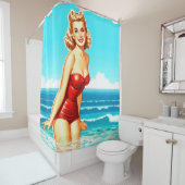 女の子をピン留めする シャワーカーテン (インサイチュ)