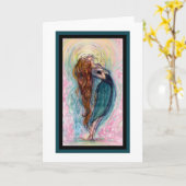 「女の子を崇拝している」グリーティングカード カード (黄色い花)