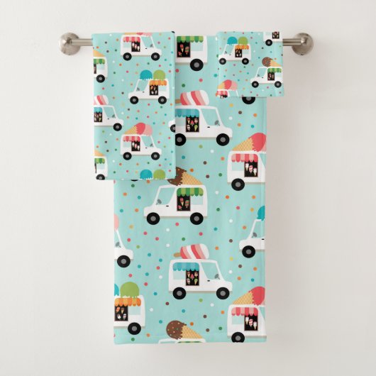 女の子を振りかけるアイスかわいらしクリームトラック バスタオルセット (インサイチュ)