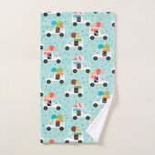 女の子を振りかけるアイスかわいらしクリームトラック バスタオルセット (ハンドタオル)