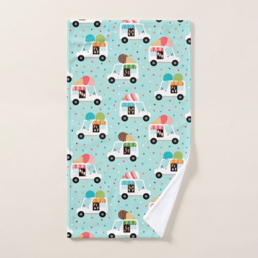 女の子を振りかけるアイスかわいらしクリームトラック バスタオルセット (ハンドタオル)