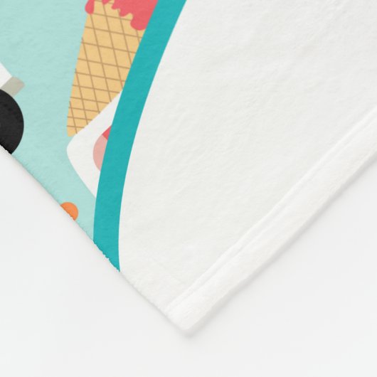 女の子を振りかけるアイスクリームのトラックパーソナライズされた フリースブランケット (角)