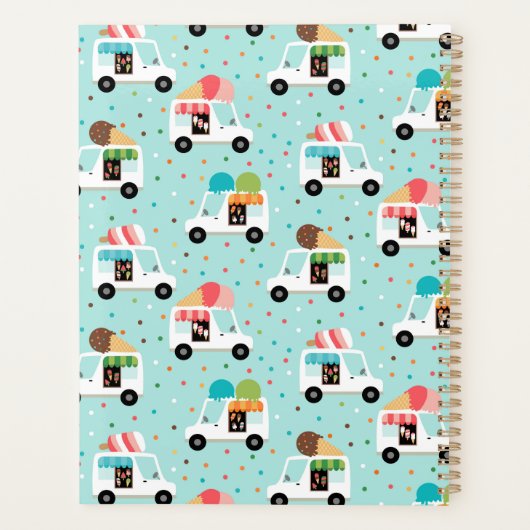 女の子を振りかけるアイスクリームのトラックパーソナライズされた プランナー手帳 (裏面)