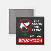 女の子を牛と交換しな与えい、教育 マグネット (正面/裏面)