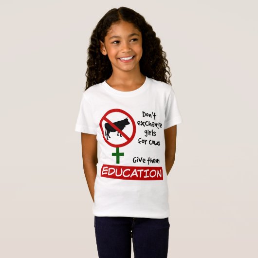 女の子を牛と交換しな与えい、教育 Tシャツ (正面フル)