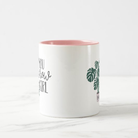 女の子を育てる |モノグラムおもしろい植物愛好家 ツートーンマグカップ (中央)