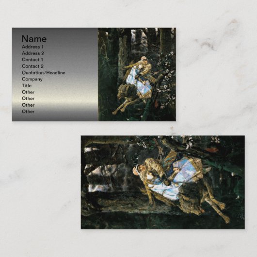 女の子を運んでいる野生の材木オオカミ 名刺 (正面/裏面)