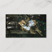 女の子を運んでいる野生の材木オオカミ 名刺 (裏面)