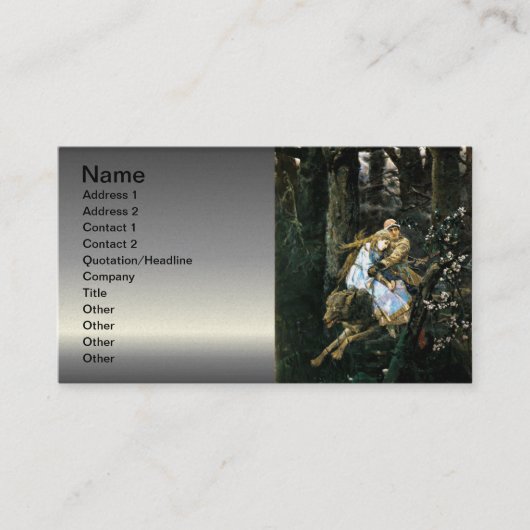 女の子を運んでいる野生の材木オオカミ 名刺 (正面)