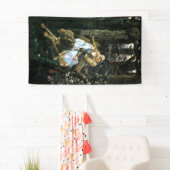 女の子を運んでいる野生の材木オオカミ 横断幕 (インサイチュ)