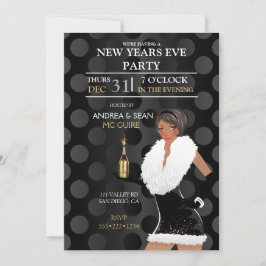 女の子アフリカ系アメリカ人の大晦日のファッションの 招待状