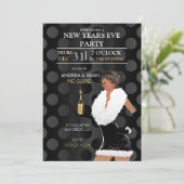 女の子アフリカ系アメリカ人の大晦日のファッションの 招待状 (スタンド正面)