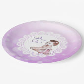 女の子アフリカ系アメリカ人の赤ちゃんシャワー ペーパープレート (アングル)