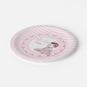 女の子アフリカ系アメリカ人の赤ちゃんシャワー ペーパープレート (アングル)