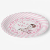 女の子アフリカ系アメリカ人の赤ちゃんシャワー ペーパープレート (アングル)