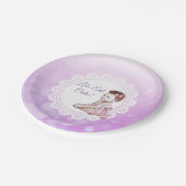 女の子アフリカ系アメリカ人の赤ちゃんシャワー ペーパープレート (アングル)