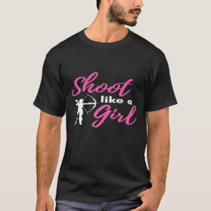 女の子アーチェリーのグラフィック女性の女の子のように撮影する Tシャツ