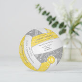 女の子イエローグレーボーホバレーボール誕生日パーティー 案内状 (スタンド正面)