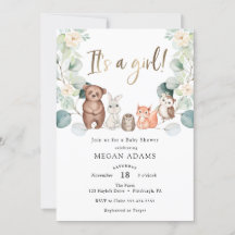 女の子ウッドランド動物ユーカリの赤ちゃんシャワー