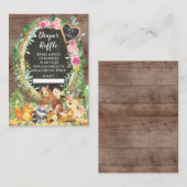 女の子ウッドランド赤ちゃんシャワーおむつラッフル エンクロージャーカード (正面/裏面)