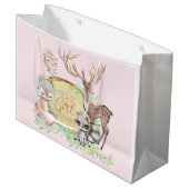 女の子ウッドランド赤ちゃんシャワー ラージペーパーバッグ (正面アングル)