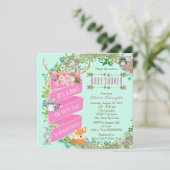 女の子ウッドランド赤ちゃんシャワー 招待状 (スタンド正面)